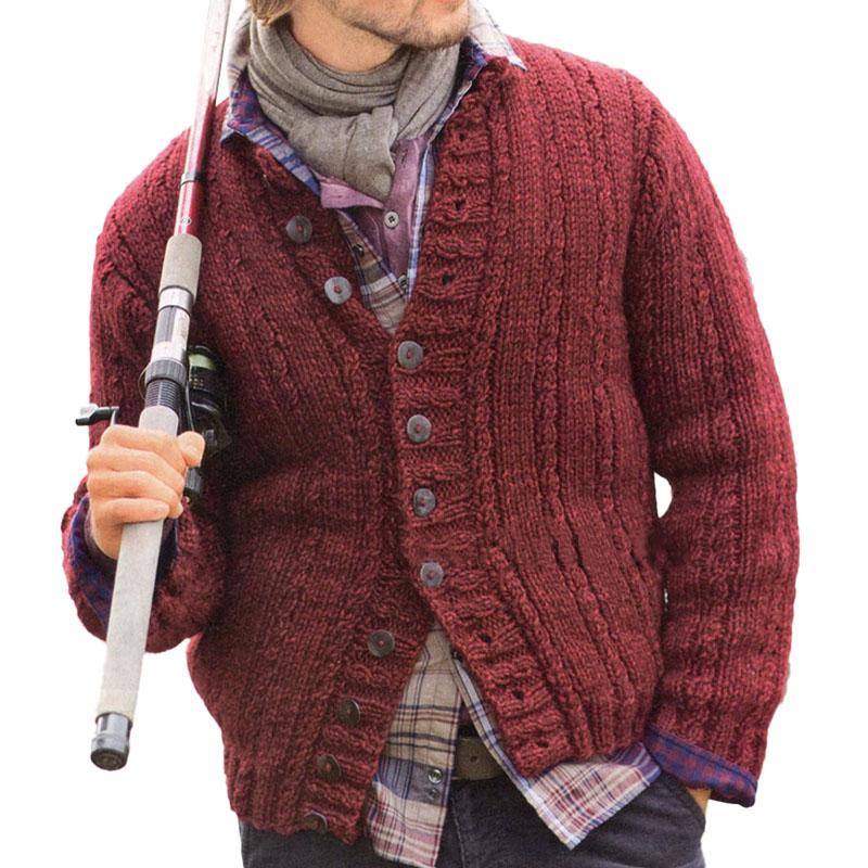 Cardigan monopetto in maglia con collo alto tinta unita da uomo 08762779X
