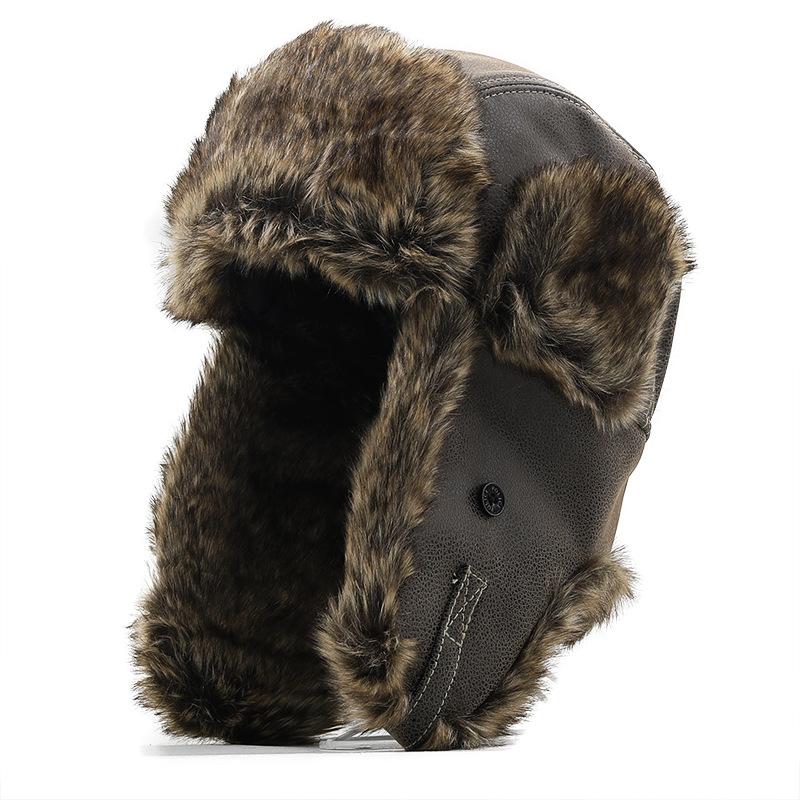 Cappello da uomo in pelle con protezione per le orecchie, spesso e caldo, 55478529U