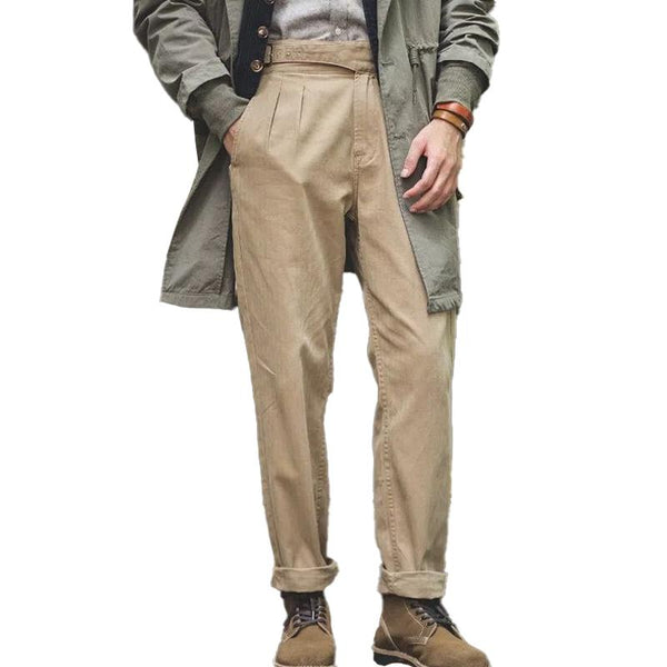 Men's Casual Vintage Solid Color Gurkha Pants 44231462Y