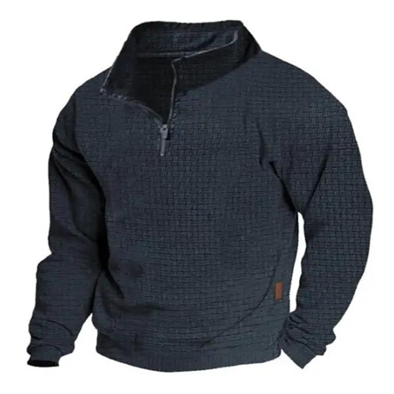 Felpa da uomo casual da esterno con colletto alto e cerniera a maniche lunghe 24099781M