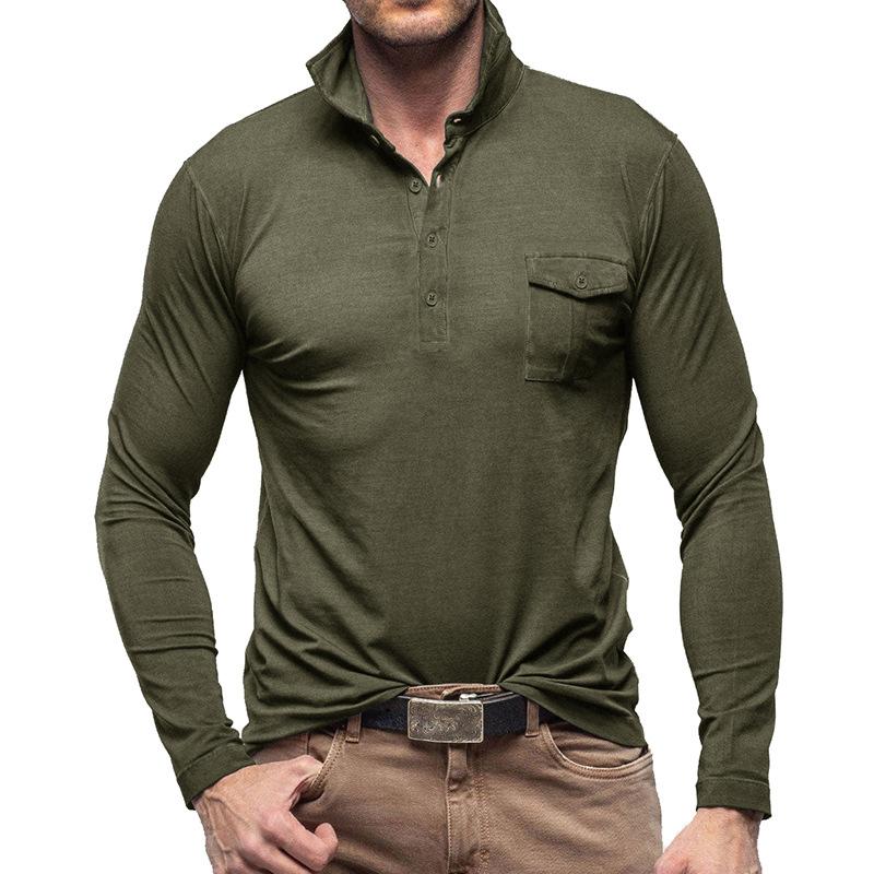 Lässiges, einfarbiges Poloshirt mit langen Ärmeln und Revers für Herren 33969571M