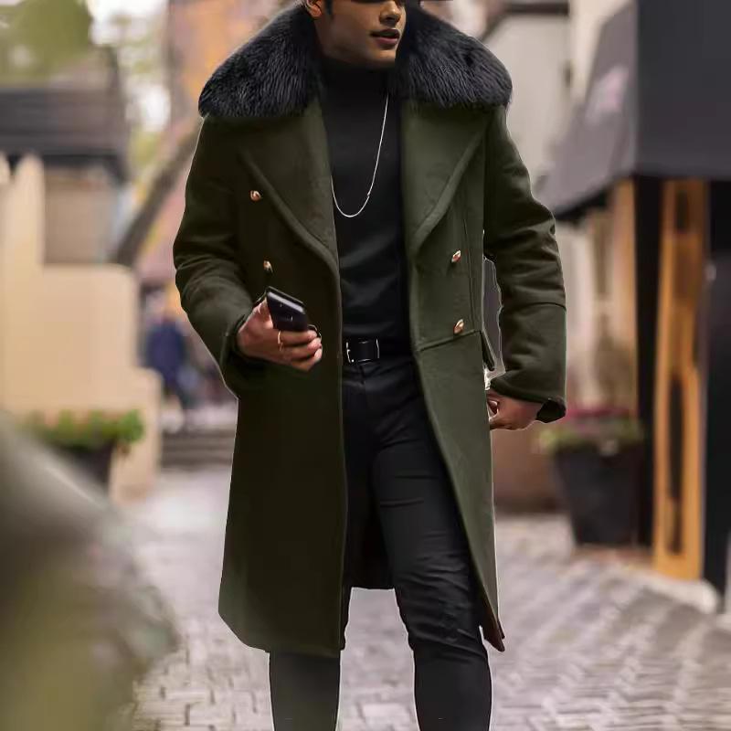 Abrigo de invierno de largo medio con cuello de piel para hombre 97855887U
