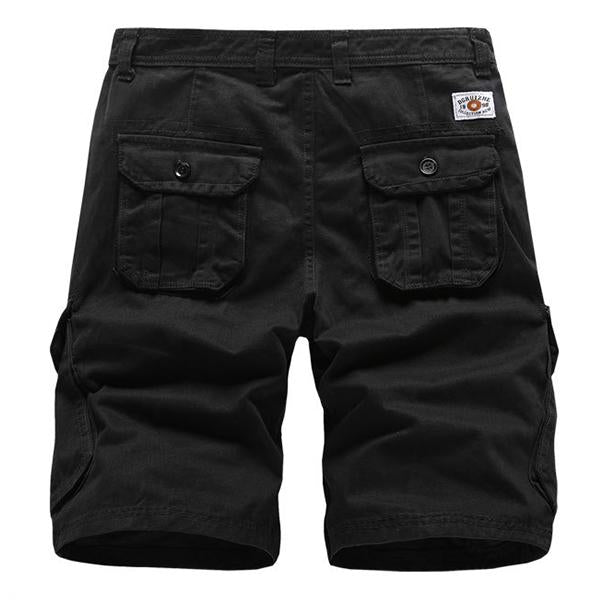 Short cargo multi-poches en coton pour homme, couleur unie, été 51006066M