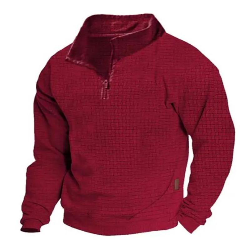 Felpa da uomo casual da esterno con colletto alto e cerniera a maniche lunghe 24099781M