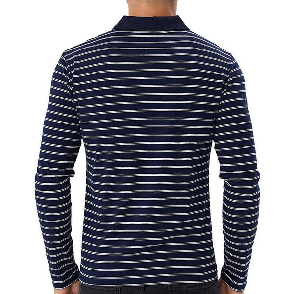 Men's Casual Striped Long Sleeve Polo Shirt 67769726Y