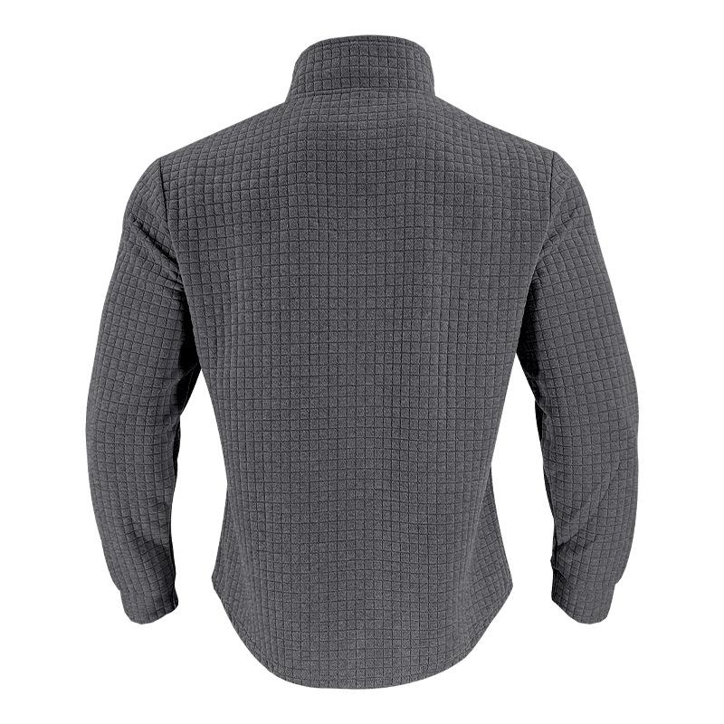 Camiseta de manga larga con cuello alto y cuadrado pequeño con media cremallera para hombre 08353588Z