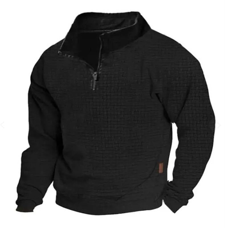 Felpa da uomo casual da esterno con colletto alto e cerniera a maniche lunghe 24099781M