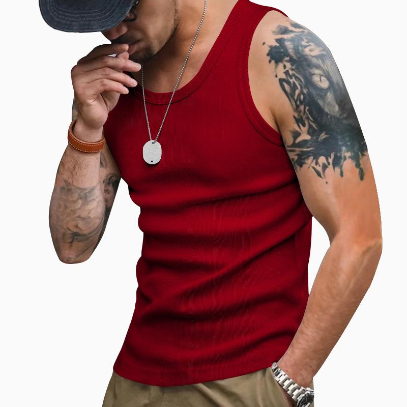 Men's Solid Color Round Neck Sleeveless Tank Top 33174109Z