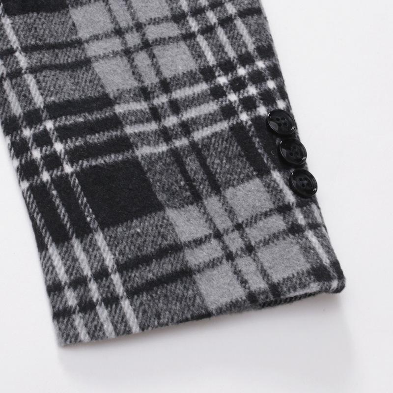 Blazer à carreaux épais à revers pour hommes automne et hiver 86064698U