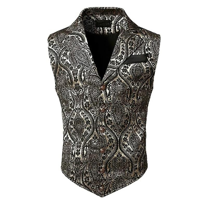 Gilet da uomo con stampa vintage e risvolto 25193789Y