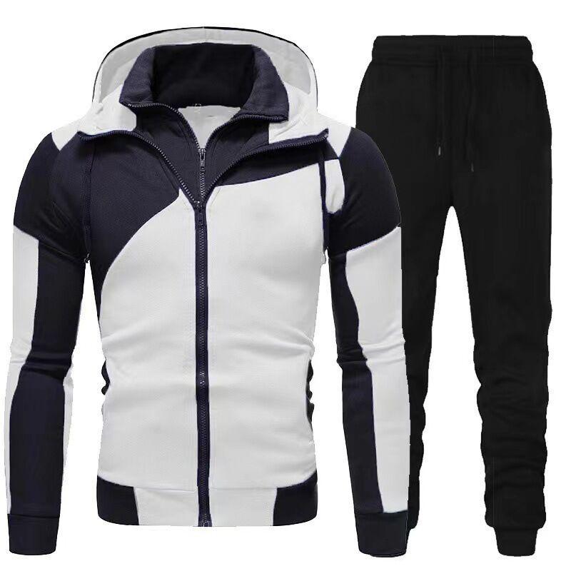 Felpa con cappuccio e pantaloni della tuta casual da uomo a doppio strato 40965202F