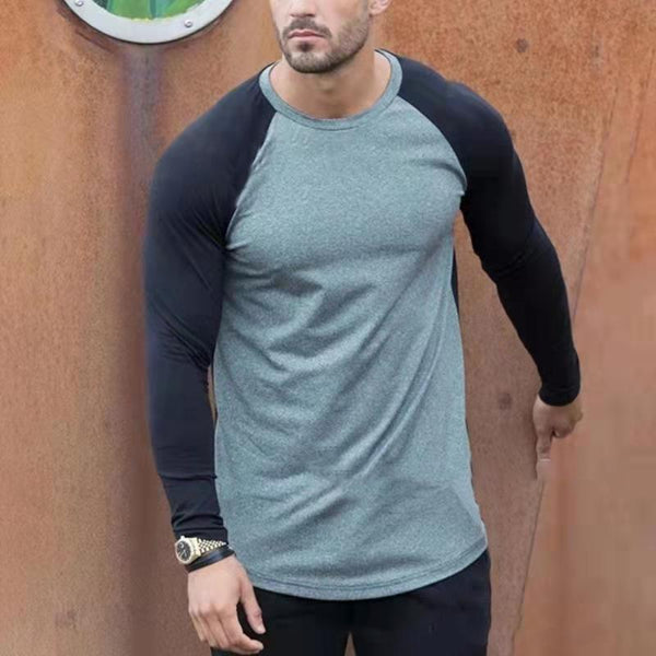 Men's Casual Round Neck Colorblock Raglan Long Sleeve T-Shirt 95344354Y