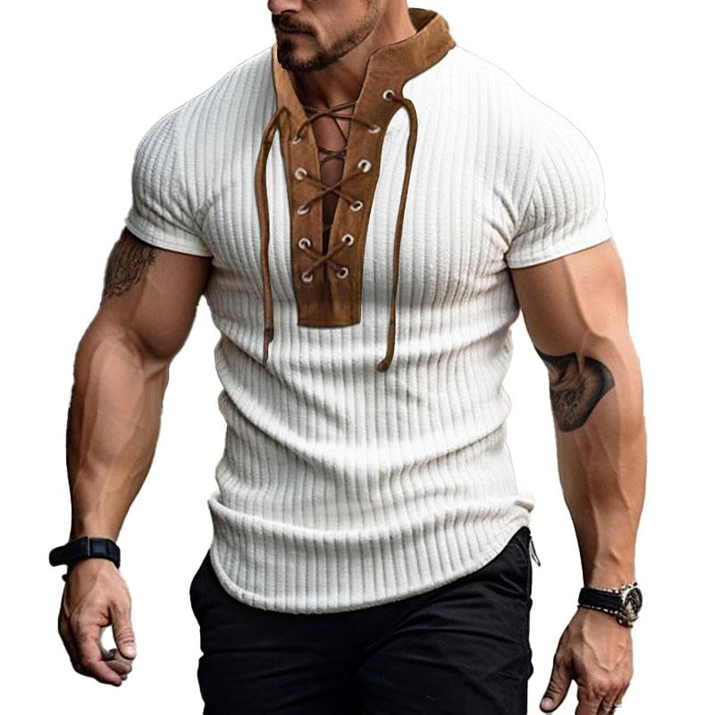 Sudadera de punto con cuello alto y cordones estilo vintage para hombre 70188157X