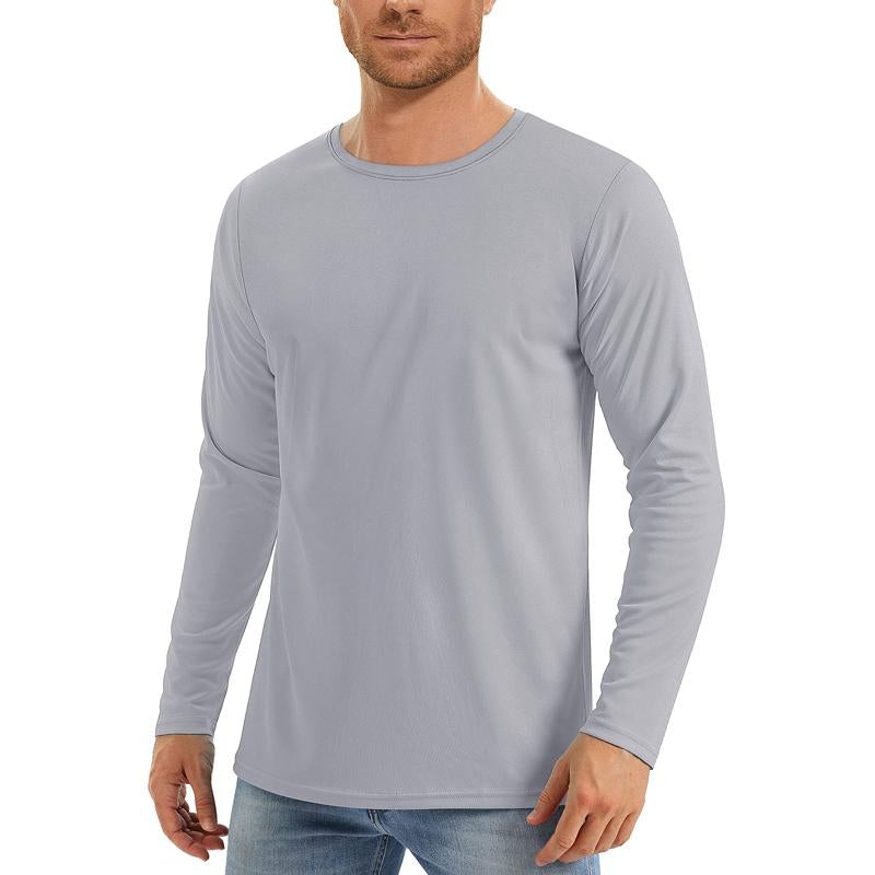 Men's Solid Color Quick-drying Sports Round Neck Long-sleeved T-shirt 49845940X
