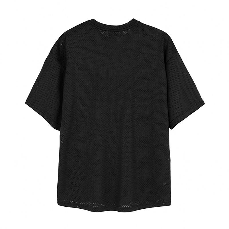 Herren T-Shirt mit Rundhalsausschnitt und lockerem Schnitt, kurzärmlig, einfarbig, Netzstoff 07588166Z