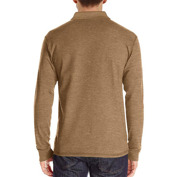 Men's Solid Color Long Sleeve Lapel Polo Shirt 38140025X