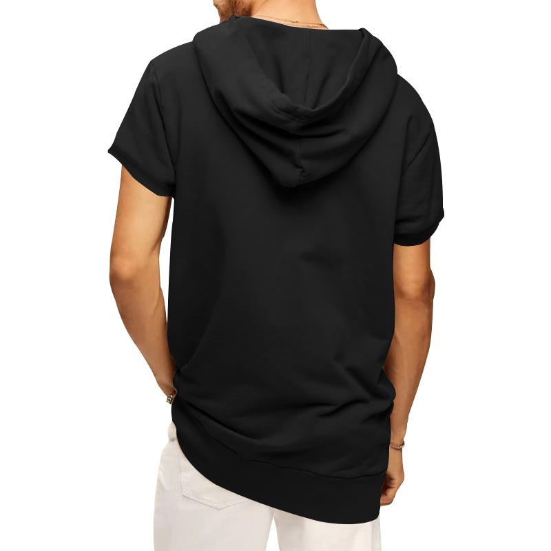 T-shirt a maniche corte con cappuccio tinta unita casual sportiva da uomo 67117585Y