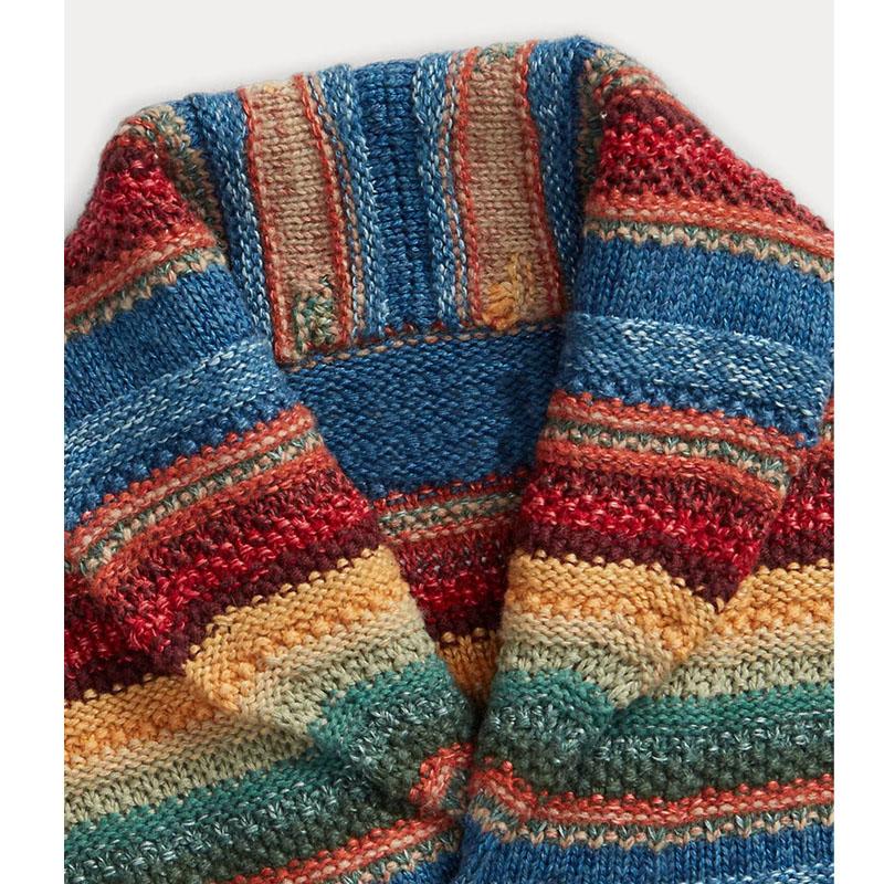 【Spedizione in 24 ore】Cardigan da uomo vintage con risvolto in jacquard colorblock arcobaleno 50270487Y