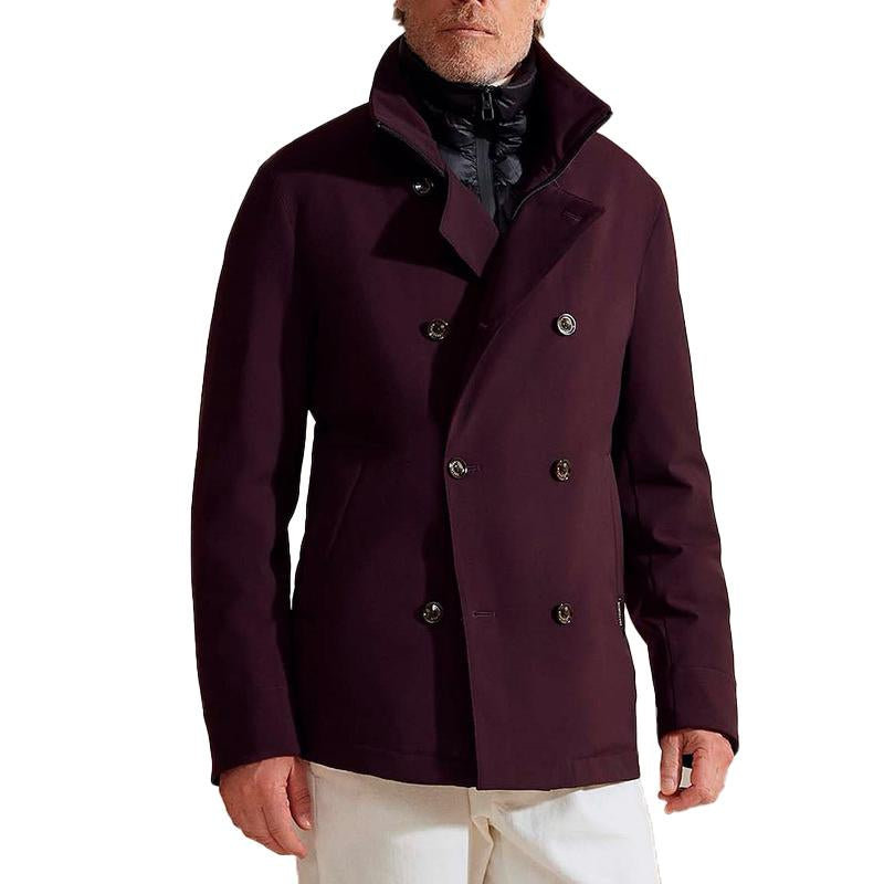 Cappotto doppiopetto con risvolto in tinta unita vintage da uomo 93080096Y