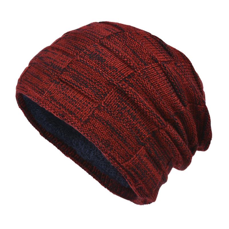Cappello da uomo in maglia di lana spessa e velluto 16916271U