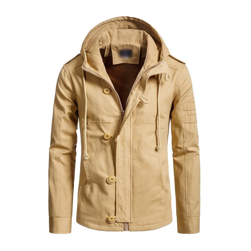 Chaqueta cargo informal de algodón lavado con capucha y corte ajustado para hombre 77422336M