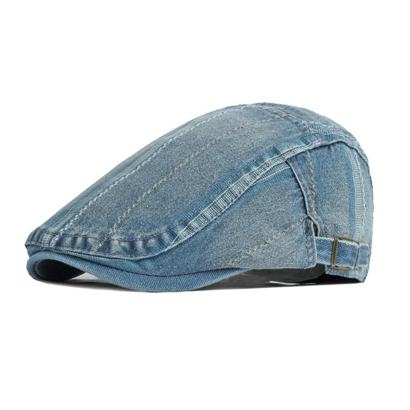 Men's Vintage Washed Distressed Denim Beret 71833069M