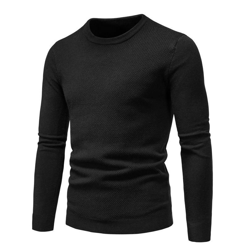 Maglione pullover slim girocollo tinta unita da uomo 44993833X