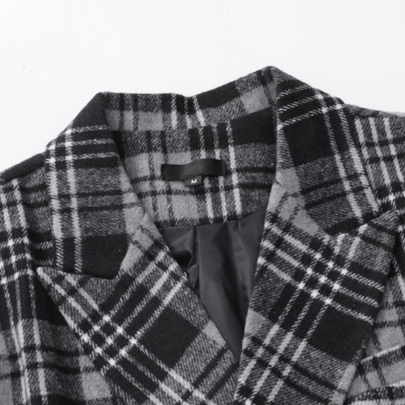 Blazer à carreaux épais à revers pour hommes automne et hiver 86064698U