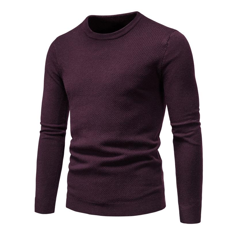 Maglione pullover slim girocollo tinta unita da uomo 44993833X
