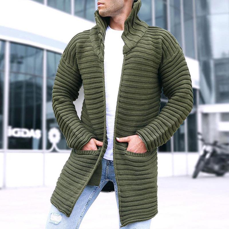 Cardigan in maglia di media lunghezza con collo alto da uomo 90370724Z