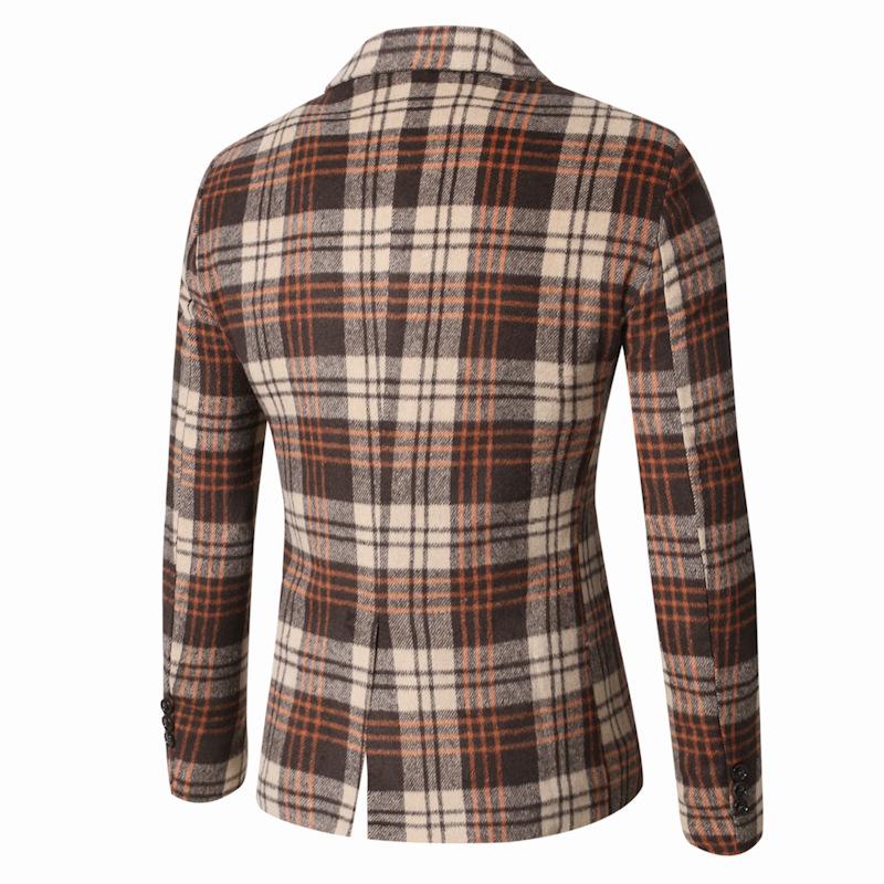 Blazer à carreaux épais à revers pour hommes automne et hiver 86064698U