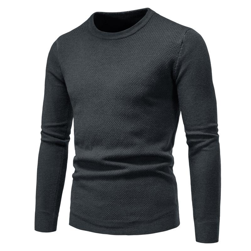 Maglione pullover slim girocollo tinta unita da uomo 44993833X