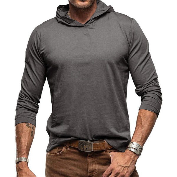 Men's Casual Solid Color Hooded Long Sleeve T-Shirt 90114469M