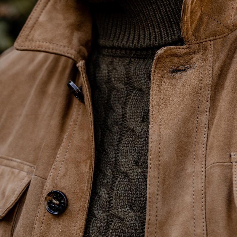 Vintage Lapel Multi Pocket Solid Semsket jakke for menn 84262271X