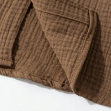 Men's Cotton and Linen Stand Collar Short-sleeved Shirt 61572289X