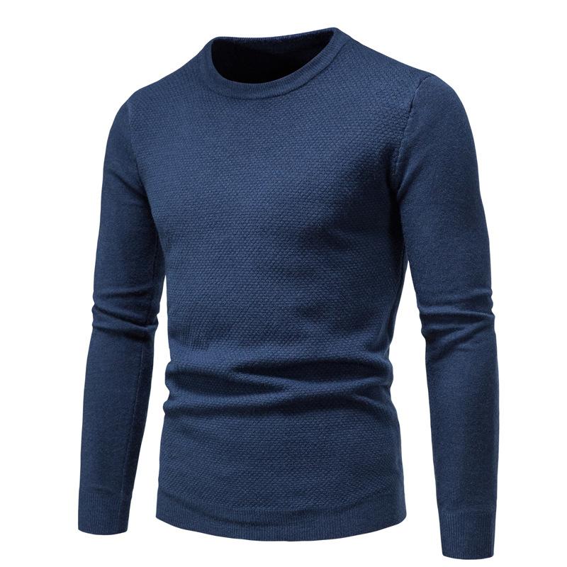 Maglione pullover slim girocollo tinta unita da uomo 44993833X