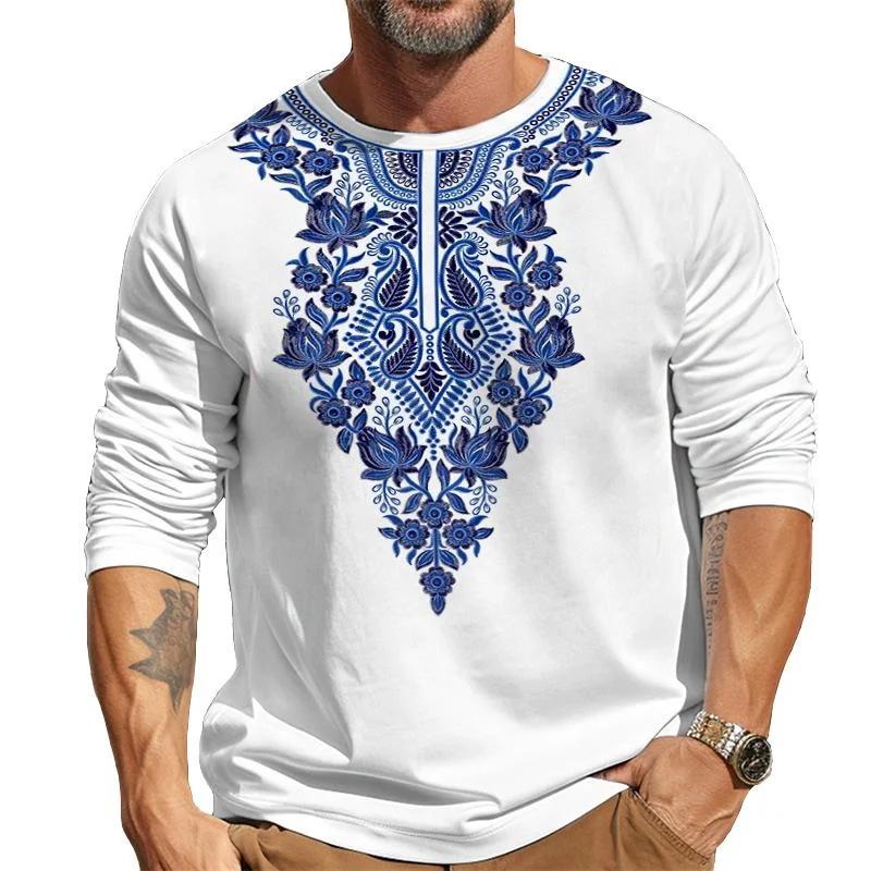 T-shirt da uomo casual con stampa a girocollo e maniche lunghe 31943256X