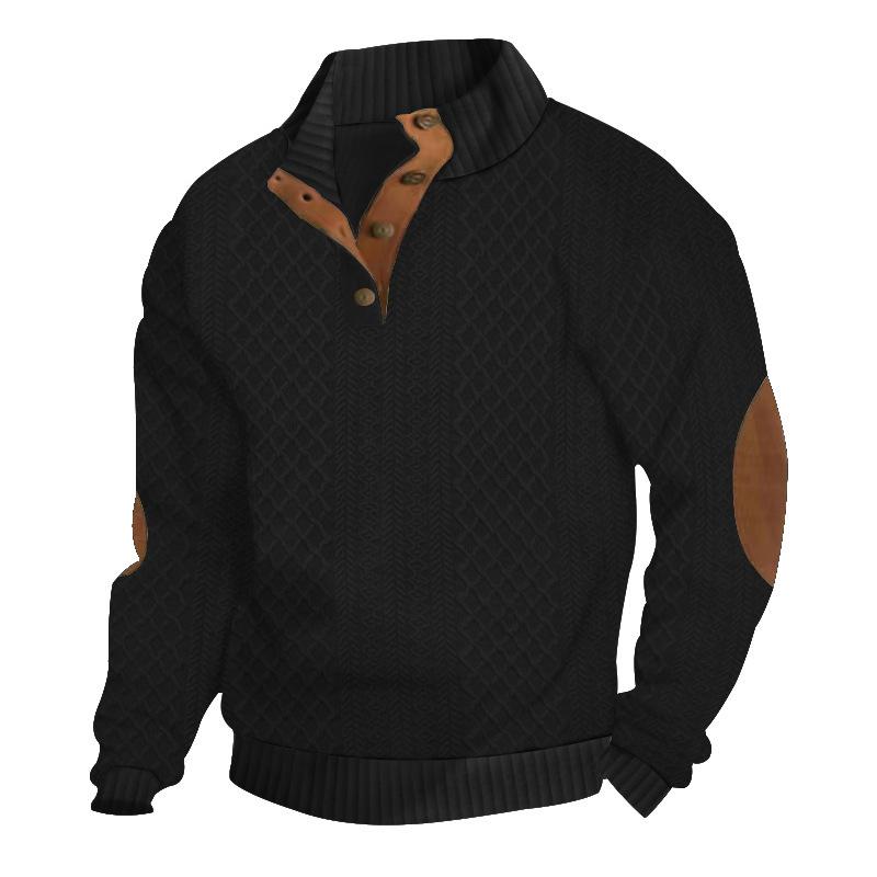 Felpa pullover in maglia jacquard a maniche lunghe con colletto alto da uomo 84101852X