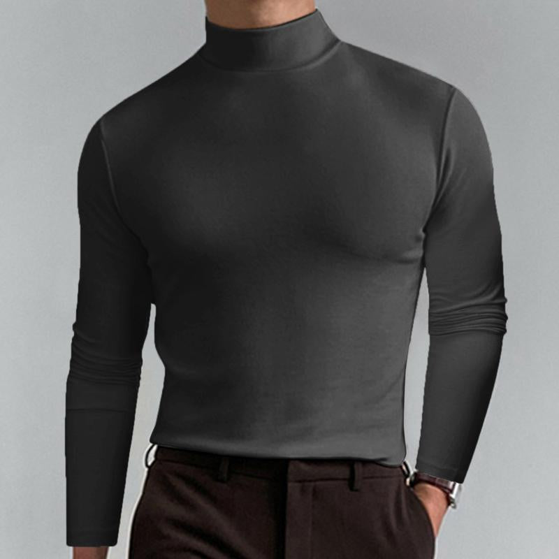 Camiseta informal de manga larga con cuello alto y entallada de color liso para hombre 87801833Y