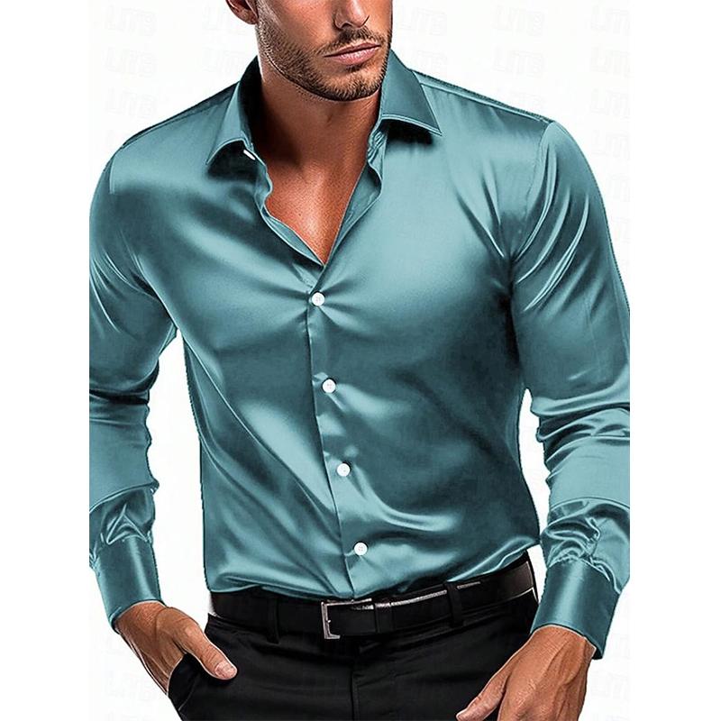 Einfarbiges Langarmhemd mit Revers für Herren 81875389X