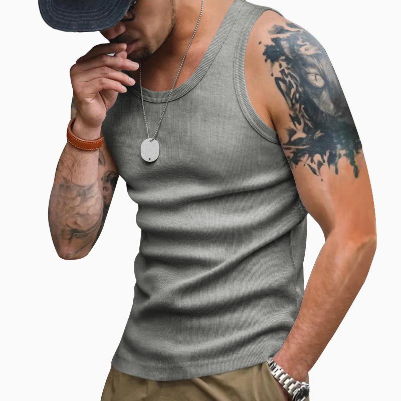 Men's Solid Color Round Neck Sleeveless Tank Top 33174109Z