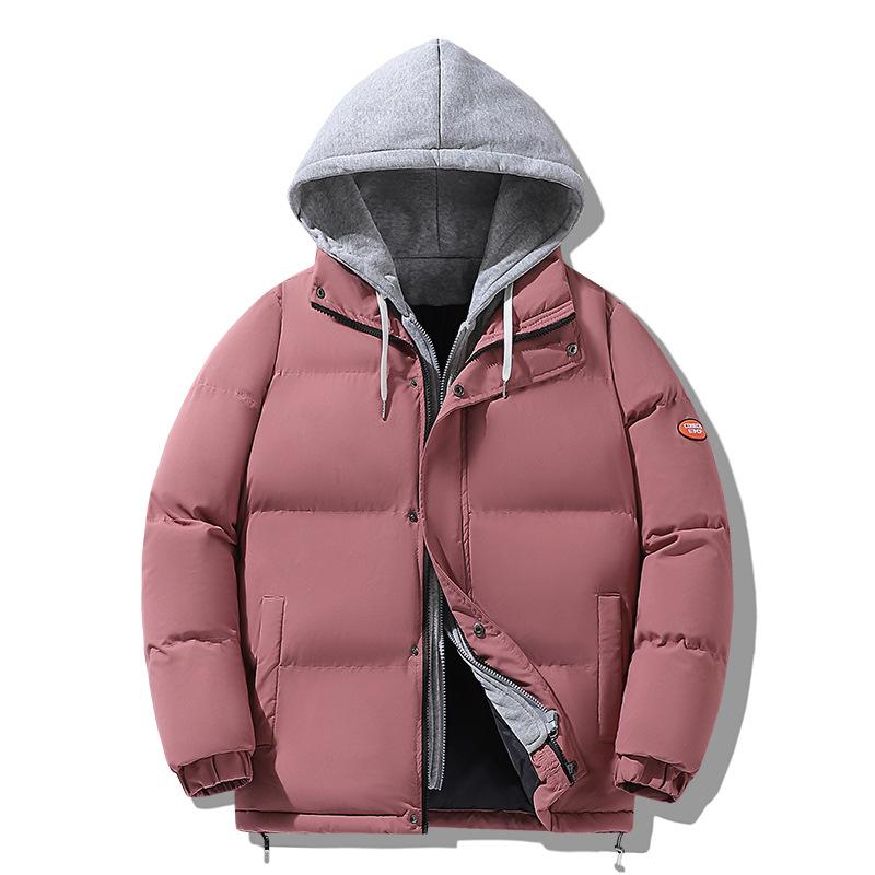 Men's Solid Thicken Hooded Zipper Pockets Padded Coat 80044160Z