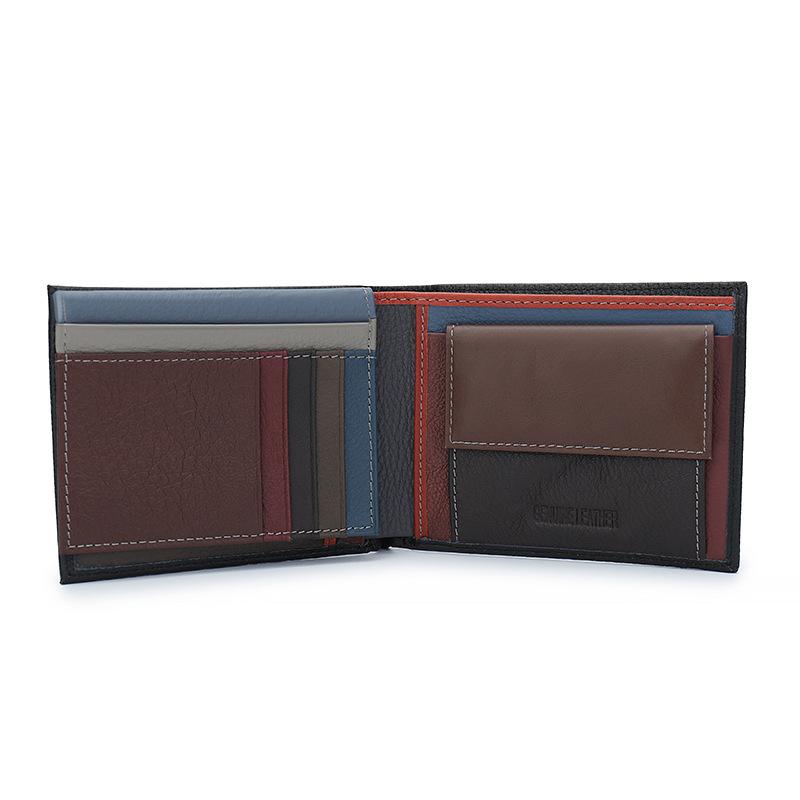 Cartera de cuero genuino para hombre con ranuras para múltiples tarjetas y gran capacidad de piel de vaca de primera capa 86670176U