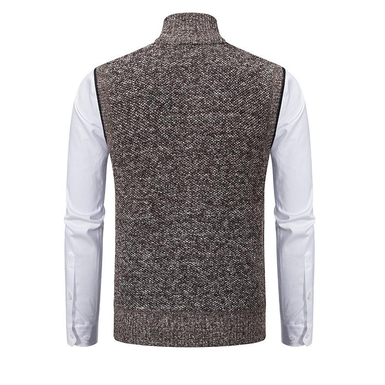 Men's Stand Collar Sleeveless Knitted Fleece Vest (without shirt)07402474X