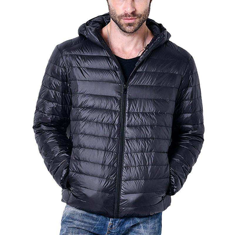 Abrigo de algodón con capucha de color sólido fino para hombre 28822749X