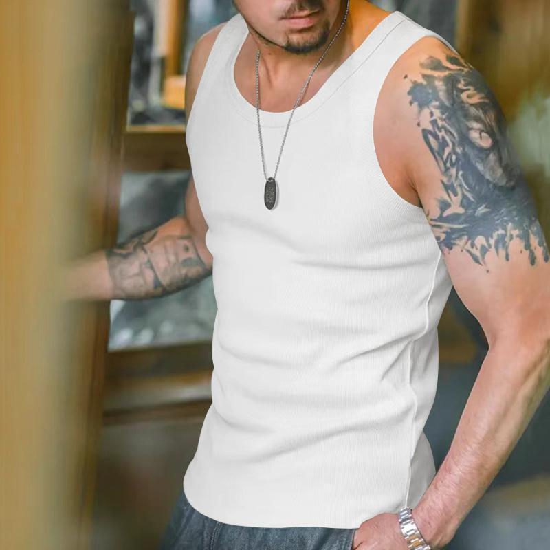 Men's Solid Color Round Neck Sleeveless Tank Top 33174109Z