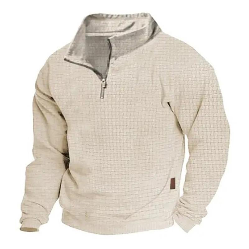 Felpa da uomo casual da esterno con colletto alto e cerniera a maniche lunghe 24099781M