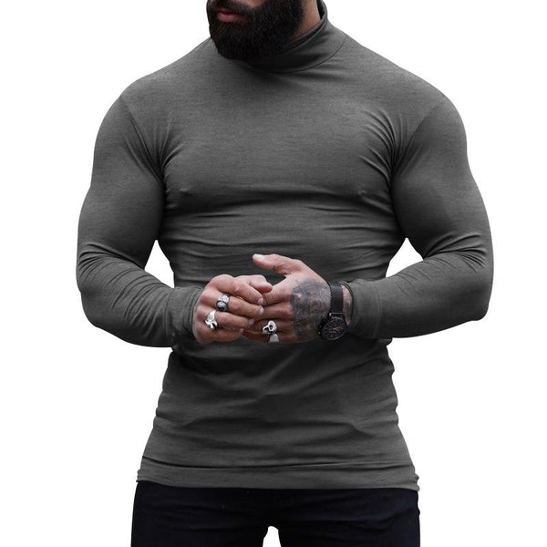 Men's Solid High Collar Long Sleeve Slim Casual T-shirt 50901510Z