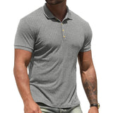 Men's Casual Solid Color Lapel Short-Sleeved Polo Shirt 73728513Y