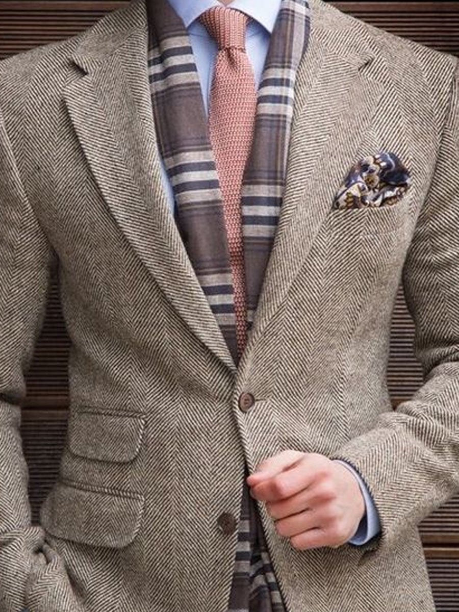 Revers Einreihiger Vintage Blazer mit mehreren Taschen 52654611D